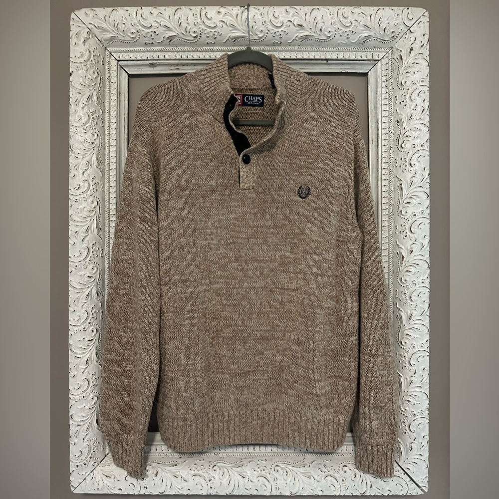 Chaps Men's Brown Sweater with elbow patches. Size M. ❣️